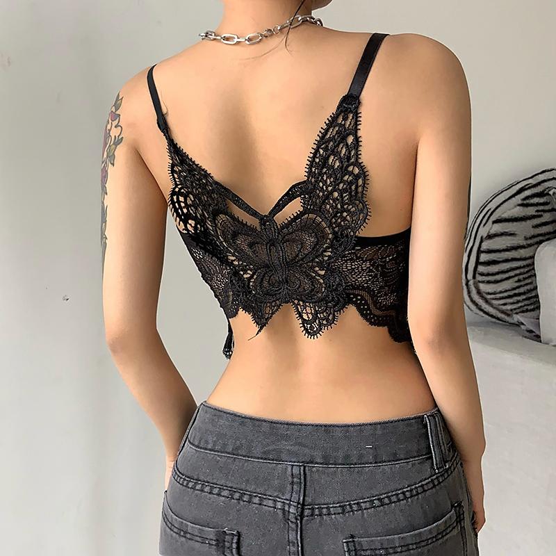 Women' Tanks & Camis Fashion Chic Black Butterfly Lace Tops Ladies Backless Elegant Transparent Sexy Cropped Tank Top Gothic Summer VestWom
Women' Tanks & Camis Fashion Chic Black Butterfly Lace Tops Ladies Backless Elegant Transparent Sexy Cropped Tank Top Gothic Summer VestWom