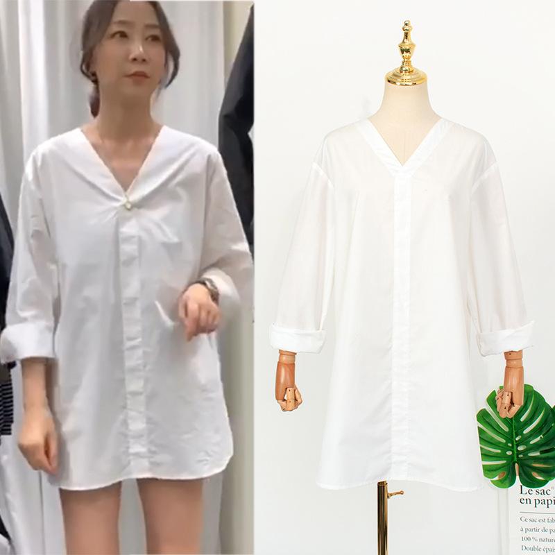 Women's Blouses & Shirts Kpop Korean Celebrity Summer White V-neck Long-sleeved Shirt Harajuku Style Loose Casual Women Solid Color And Tops
Women's Blouses & Shirts Kpop Korean Celebrity Summer White V-neck Long-sleeved Shirt Harajuku Style Loose Casual Women Solid Color And Tops