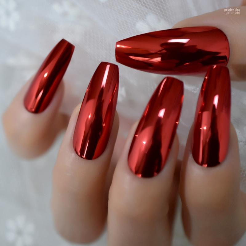 False Nails Long Mirror Designed Ballerina Coffin Artificial Full Cover Nail Art Tips Metallic Shiny Finger 24pcs Prud22, L5216 
False Nails Long Mirror Designed Ballerina Coffin Artificial Full Cover Nail Art Tips Metallic Shiny Finger 24pcs Prud22, L5216
