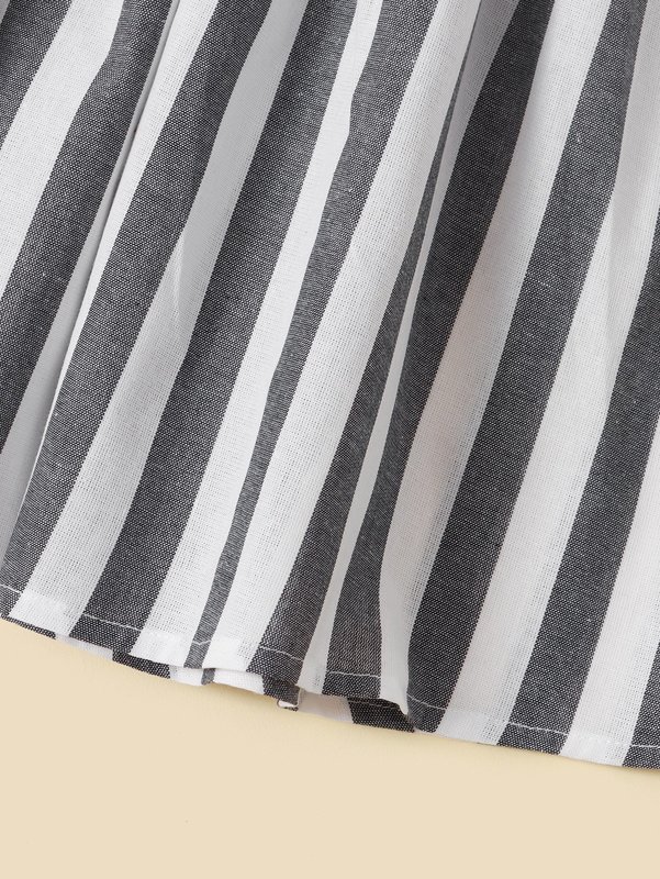 Girls Figure Graphic Bow Detail Tee And Striped Skirt Set SHE