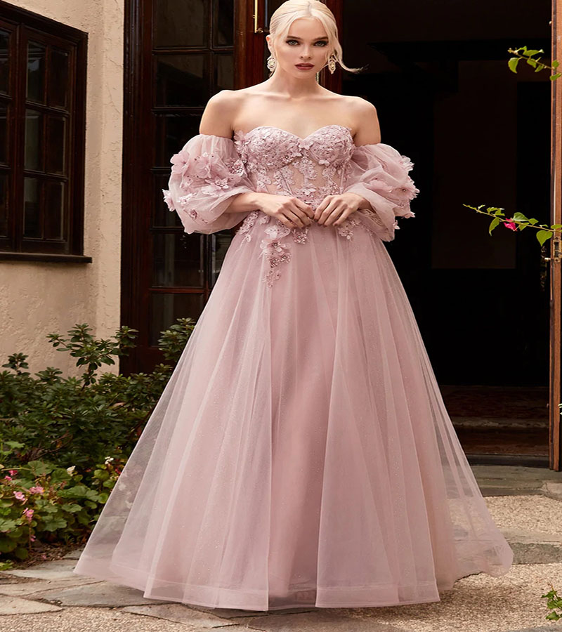 Fairy Lilac Prom Dress Puff Sleeves Sexy Sweetheart A Line Long Evening Dress With Florals Beaded Lace Tulle Dinner Party Gowns Robes Bal vestidos de 