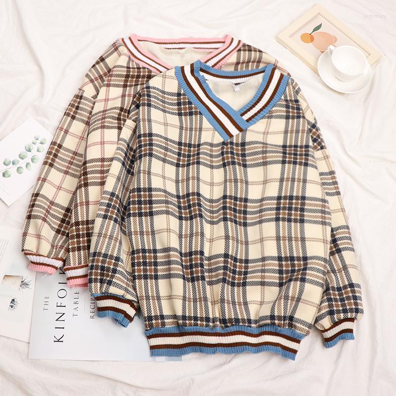 Women's Sweaters Retro Plaid Women Jumper Loose V-neck Long Sleeve Tops Oversized Sweatshirts Girls Korean Fashion Warm Pullover Jemi22, Pink
Women's Sweaters Retro Plaid Women Jumper Loose V-neck Long Sleeve Tops Oversized Sweatshirts Girls Korean Fashion Warm Pullover Jemi22, Pink