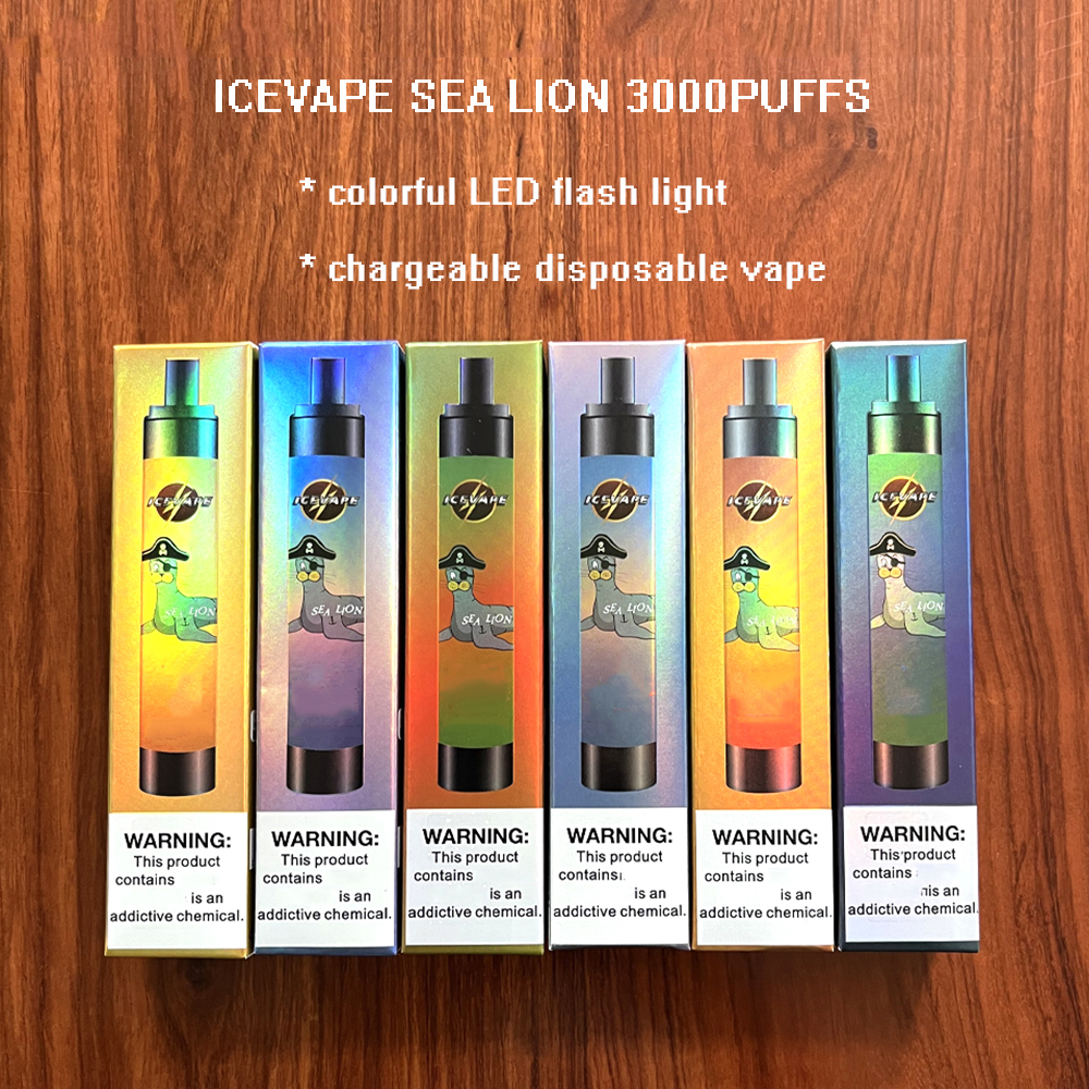 new rechargeable disposable vape device e cigarette icevape sea lion kit vapes puff bar 3000 puffs pod 6ml colorful led light flash vapor pen vs randm dazzle Ultra
new rechargeable disposable vape device e cigarette icevape sea lion kit vapes puff bar 3000 puffs pod 6ml colorful led light flash vapor pen vs randm dazzle Ultra