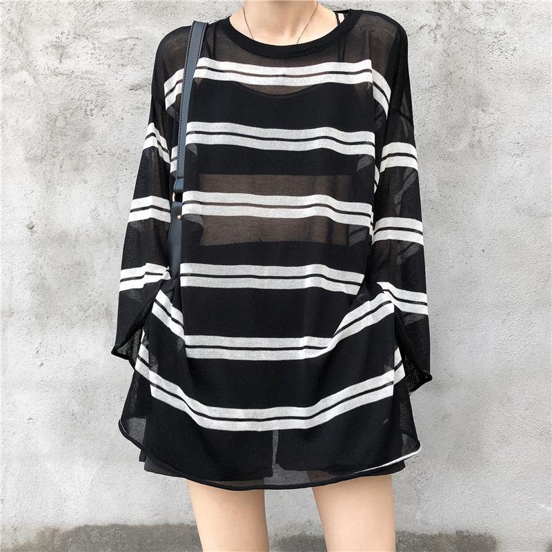Women's Blouse Lady Kawaii Ulzzang Loose Round Neck Striped Blouses Female Ins Punk Harajuku Tunic For Women Korean Japan & Shirts, Black
Women's Blouse Lady Kawaii Ulzzang Loose Round Neck Striped Blouses Female Ins Punk Harajuku Tunic For Women Korean Japan & Shirts, Black