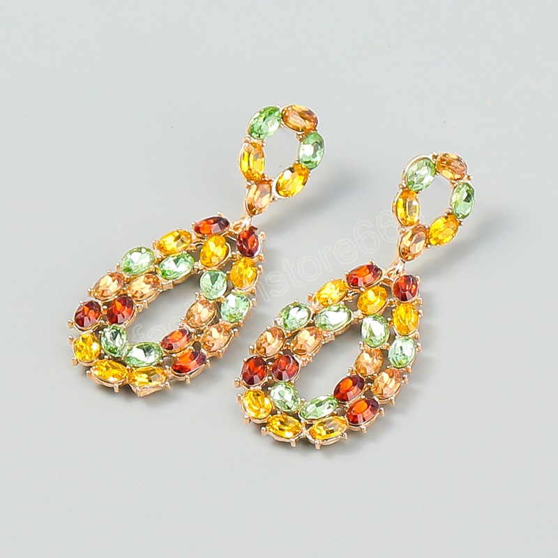 Metal Rhinestone Geometric Dangle Earrings Casual Party Trend Statement Earrings Women's Simple Jewelry