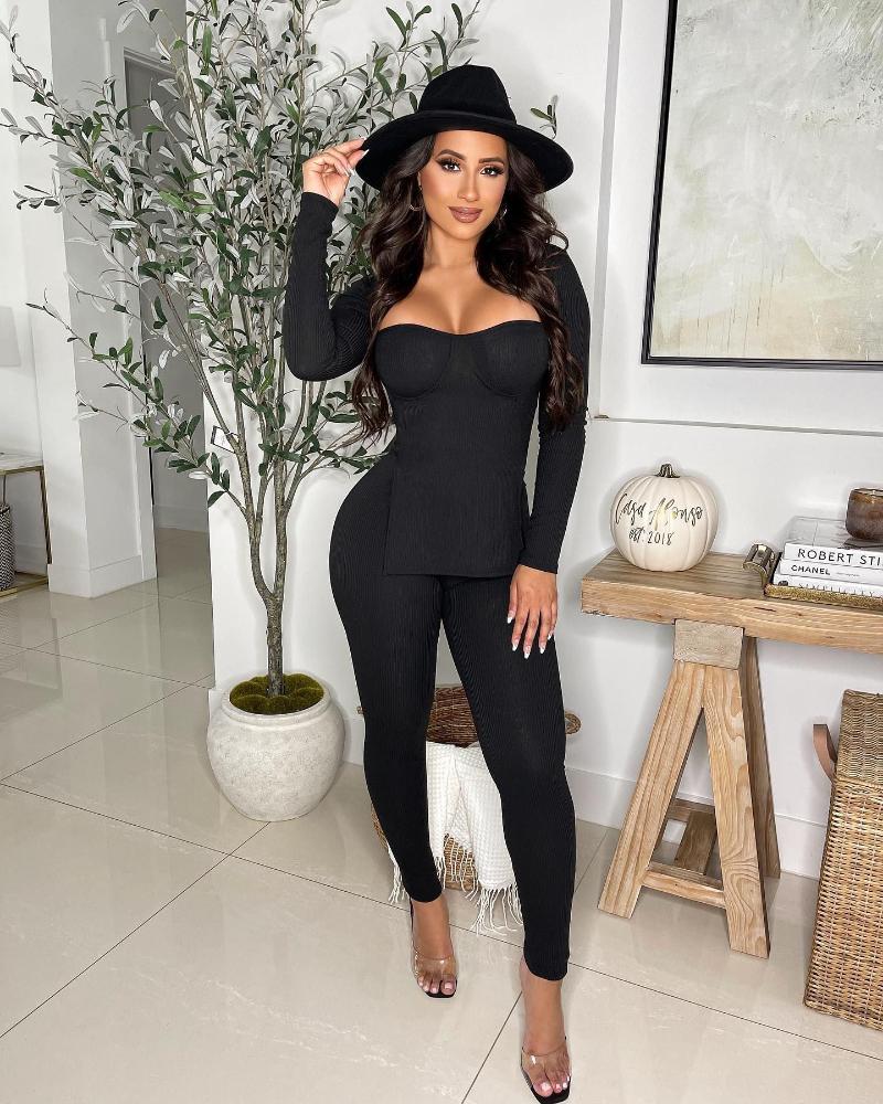 Women's Two Piece Pants RMSFE 2022 Women Fashion Sexy Hip Lifting Tight Thin Waist Split Hem Personalized Long Sleeve Set, Black
Women's Two Piece Pants RMSFE 2022 Women Fashion Sexy Hip Lifting Tight Thin Waist Split Hem Personalized Long Sleeve Set, Black