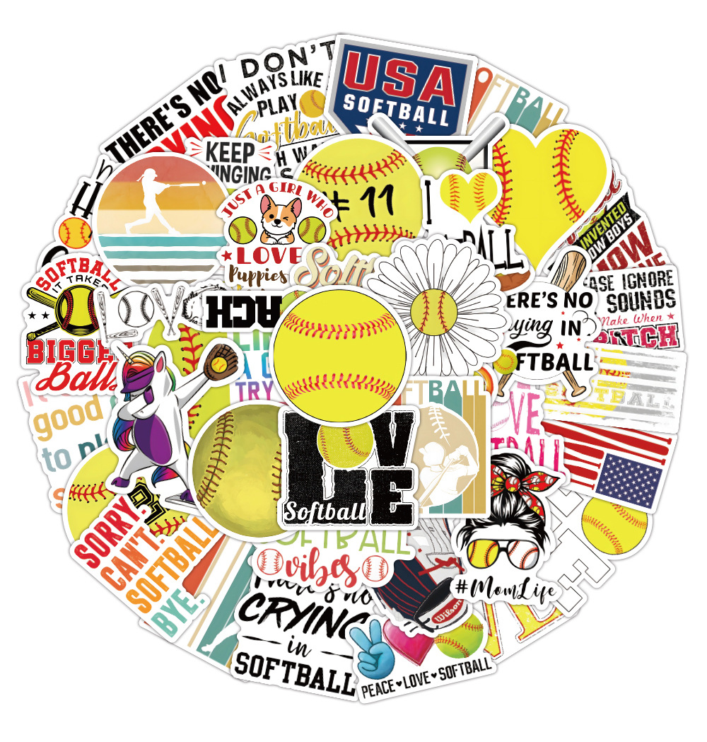 50Pcs Softball Stickers Non-Random For Car Bike Luggage Sticker Laptop Skateboard Motor Water Bottle Snowboard wall Decals Kids Gifts, Multi-color
50Pcs Softball Stickers Non-Random For Car Bike Luggage Sticker Laptop Skateboard Motor Water Bottle Snowboard wall Decals Kids Gifts, Multi-color