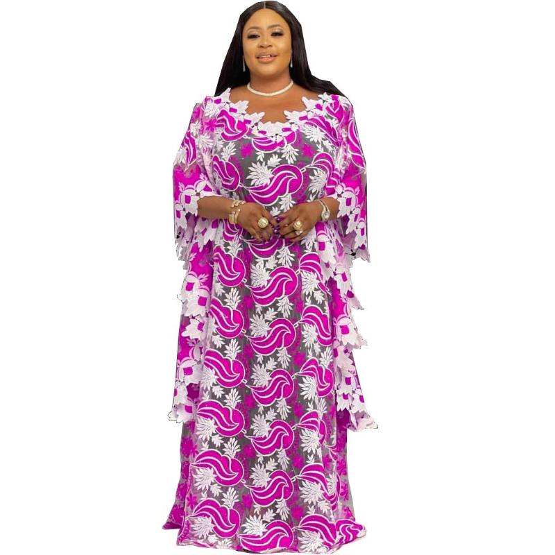 Ethnic Clothing Dashiki African Dresses For Women Africa Muslim Long Dress High Quality Sleeve Fashion Lace Lady