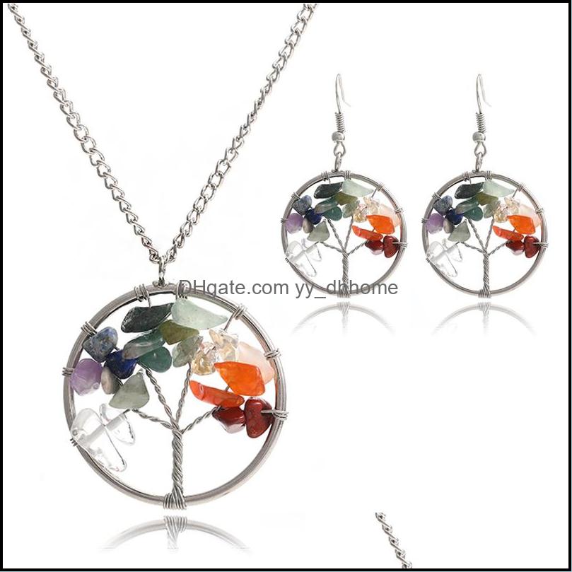 Earrings Necklace Jewelry Sets Life Of Tree Earring Set For Women Colorf Natural Stone Beads Pendant Sweater Stud Jwewlry Gift Drop Delive, Silver
Earrings Necklace Jewelry Sets Life Of Tree Earring Set For Women Colorf Natural Stone Beads Pendant Sweater Stud Jwewlry Gift Drop Delive, Silver