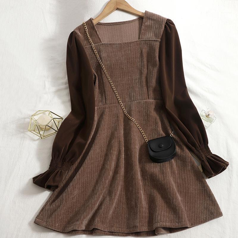 Casual Dresses Chain Waist Bag Temperament Dress Women's Autumn 2022 Retro Splicing Sleeves Square Collar A-line Corduroy Elegant, Picture
Casual Dresses Chain Waist Bag Temperament Dress Women's Autumn 2022 Retro Splicing Sleeves Square Collar A-line Corduroy Elegant, Picture