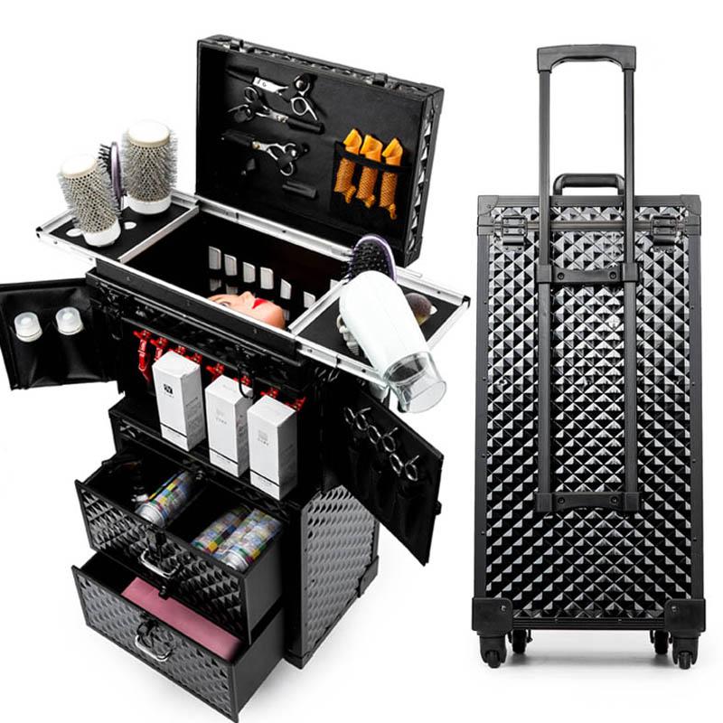 

Suitcases High-end Professional Hairdressing Trolley Luggage Toolbox Salon Hairdresser Beauty Makeup Large Luxury Drawer Cosmetic CaseSuitca