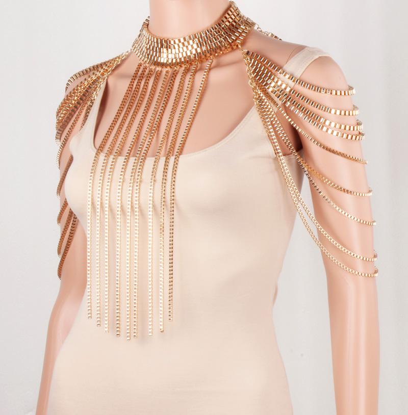 Chains Chran Stunning Gold Color Body Shoulder Chain JEWELRY Necklace Waist Bikini Harness Dress Decor Slave Jewellry BDC825
Chains Chran Stunning Gold Color Body Shoulder Chain JEWELRY Necklace Waist Bikini Harness Dress Decor Slave Jewellry BDC825