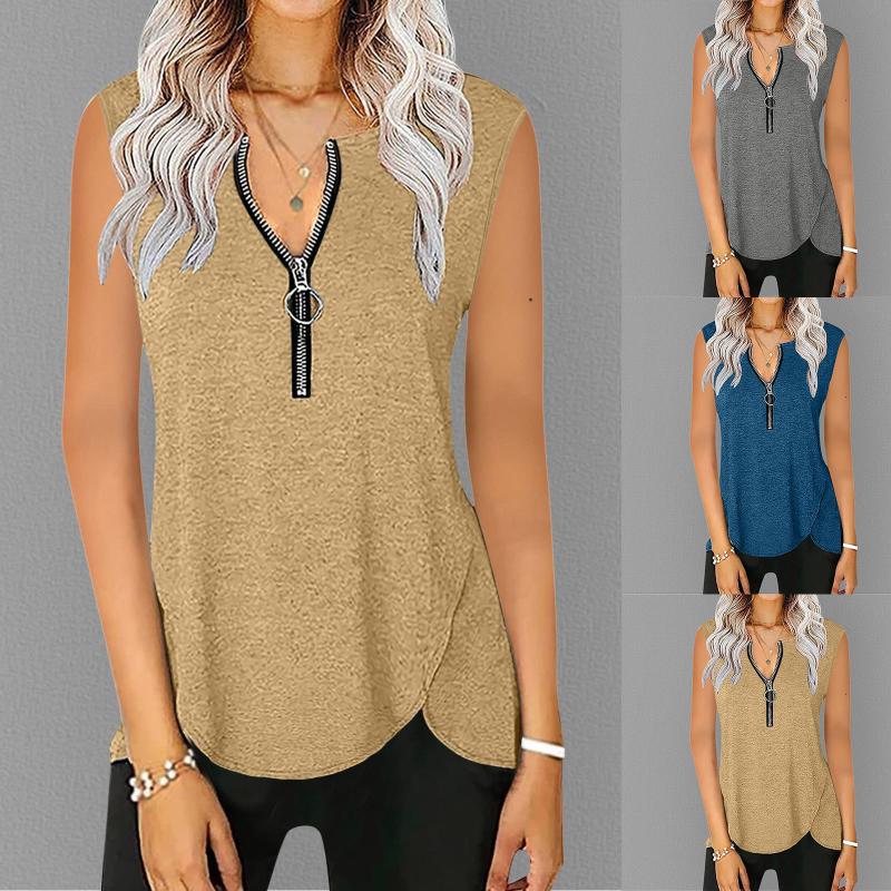 Women' Tanks & Camis Solid Color Tank Tops Tee Shirts Women Zipper O-neck Sleeveless Loose T Shirt 2022 Summer Casual Short Sleeve Vest Fem, Ckh
Women' Tanks & Camis Solid Color Tank Tops Tee Shirts Women Zipper O-neck Sleeveless Loose T Shirt 2022 Summer Casual Short Sleeve Vest Fem, Ckh