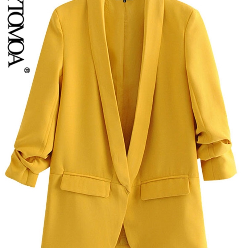 KPYTOMOA Women Fashion Office Wear Basic Blazers Coat Vintage Pleated Long Sleeve Pockets Female Outerwear Chic Tops 220402, As picture
KPYTOMOA Women Fashion Office Wear Basic Blazers Coat Vintage Pleated Long Sleeve Pockets Female Outerwear Chic Tops 220402, As picture