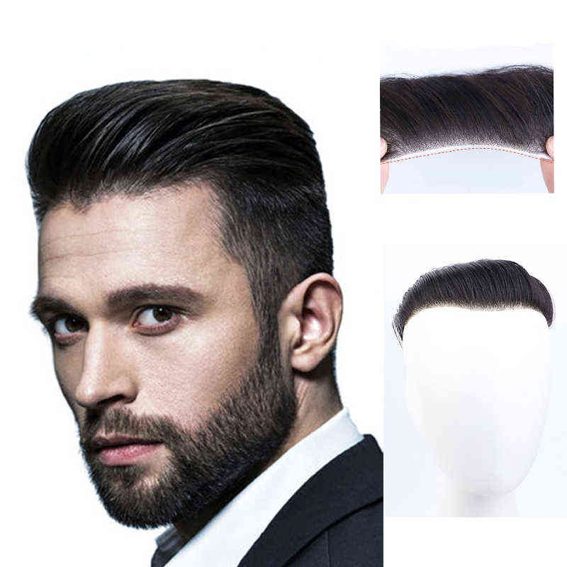 Piece For Men 100% Human Front Wig Remy Hair With Thin Skin Basic Natural Haire Toupee L220809