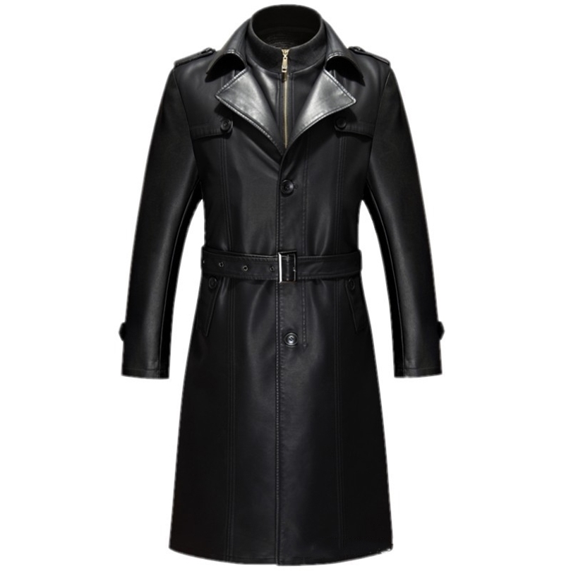 Real Leather Sheepskin Mens Leather Jacket Coats Windbreaker Plus Size 5XL European Russia Male Genuine Leather Trench Coat A589 201127