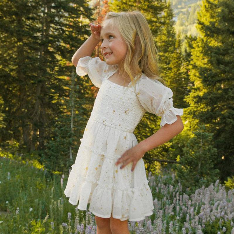 Girl's Dresses Summer Casual For Girls 3-8 Years Sequin Dots Shoulderless Short Sleeve Princess Clothes Children Chiffon Smock Costume, Blue
Girl's Dresses Summer Casual For Girls 3-8 Years Sequin Dots Shoulderless Short Sleeve Princess Clothes Children Chiffon Smock Costume, Blue