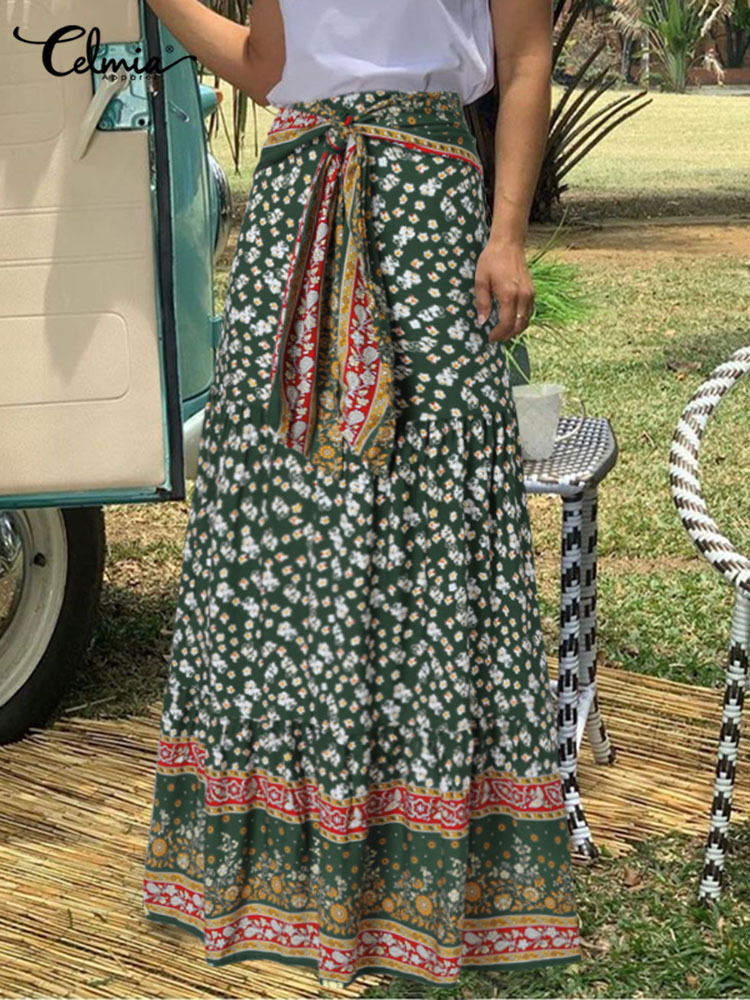 Long Fashion Celmia Autumn Bohemian Floral Printed HighWaisted Maxi Skirt Vintage Casual Loose Bandage Bottom 220716, (style a)navy
Long Fashion Celmia Autumn Bohemian Floral Printed HighWaisted Maxi Skirt Vintage Casual Loose Bandage Bottom 220716, (style a)navy