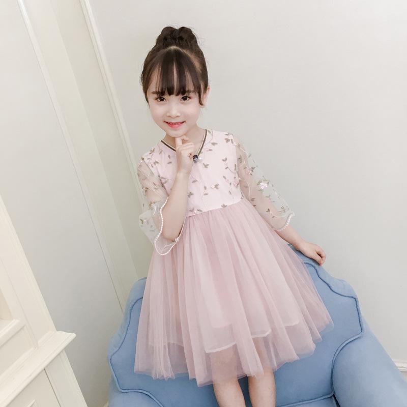 Girl's Dresses Summer Girls Long Sleeves Dress Lace Children's Clothing Tide., Beige
Girl's Dresses Summer Girls Long Sleeves Dress Lace Children's Clothing Tide., Beige