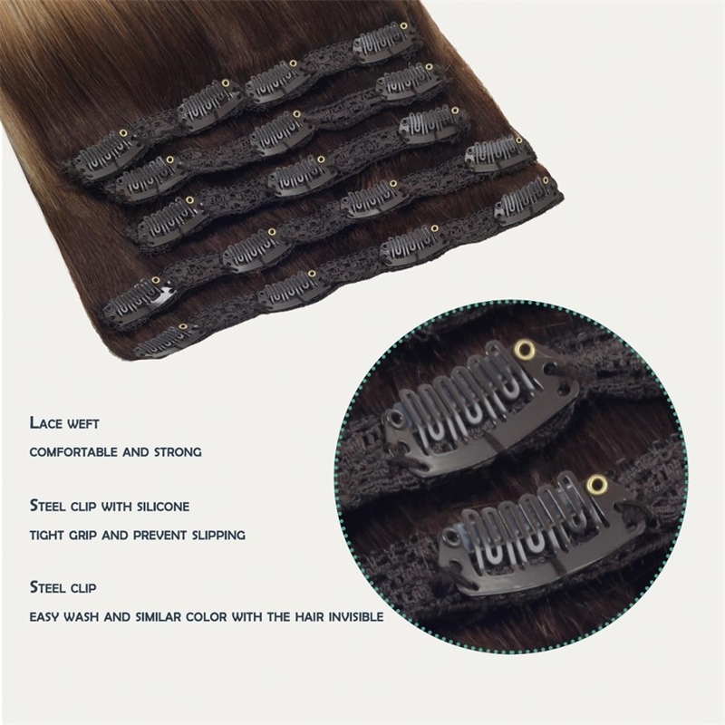 Clip In Human Hair High Grade 100G Balayage Ombre Color Straight Natural Extension With Double Drawn W220401 250520