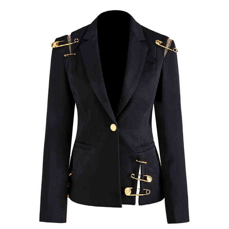 2020 Spring New Blazer Shoulder Mesh Stitching Pin Decoration Long Sleeves Single Button Slim Black Suit Jacket Women J220813
2020 Spring New Blazer Shoulder Mesh Stitching Pin Decoration Long Sleeves Single Button Slim Black Suit Jacket Women J220813