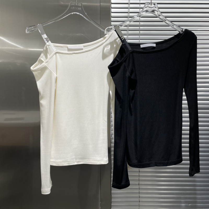Sling Womens T Shirt One Shoulder Design Long Sleeve T Shirts Diamond Letters Tops, Black with label@
Sling Womens T Shirt One Shoulder Design Long Sleeve T Shirts Diamond Letters Tops, Black with label@