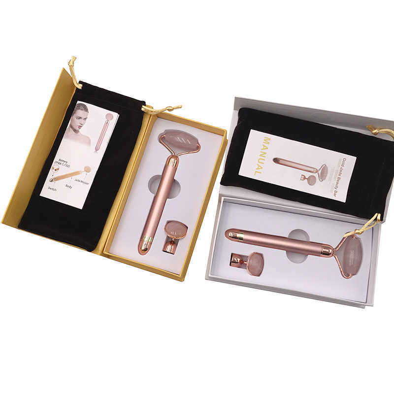 Wholesale Powder Jade Roller Massage Stick Jade Stick Electric Two In One Replaceable Jade Massage Beauty Stick Wholesale