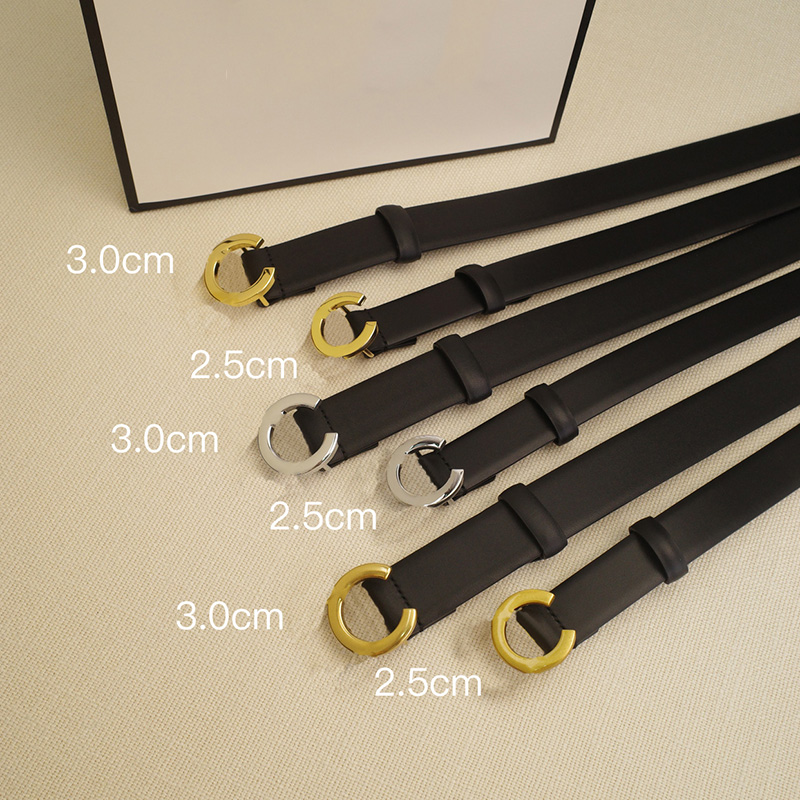 Men Designer Belts For Women Fashion Cowskin Leather Belt Letter C Needle Buckle Gold Silver Waistband Cintura Width 2.5cm 3.0cm