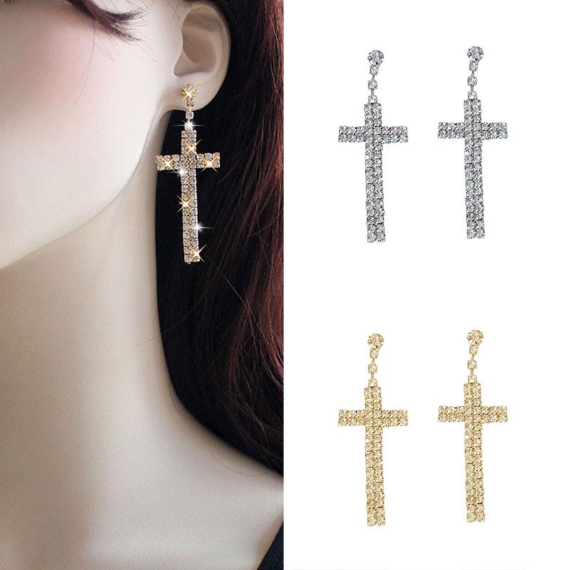 Dangle & Chandelier Bridal Crystal Cross Shape Long Earrings Sparkly Silver Color Rhinestone For Women Wedding Jewelry Gifts
Dangle & Chandelier Bridal Crystal Cross Shape Long Earrings Sparkly Silver Color Rhinestone For Women Wedding Jewelry Gifts