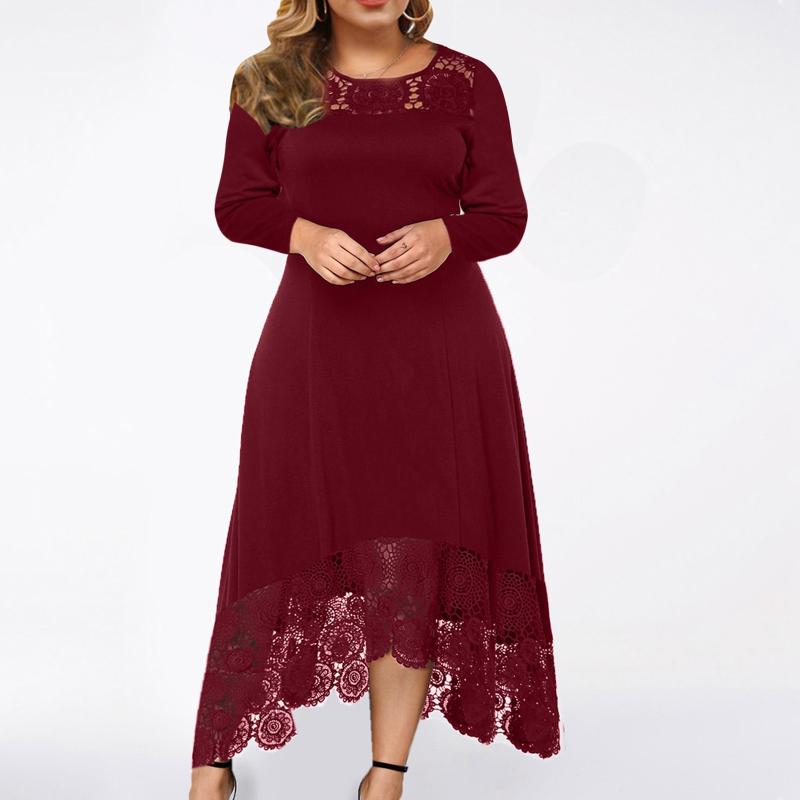 Plus Size Dresses 5XL Women Casual Solid Lace Round Neck Dress Long Sleeve Irregular Stitching Formal Robes, Black
Plus Size Dresses 5XL Women Casual Solid Lace Round Neck Dress Long Sleeve Irregular Stitching Formal Robes, Black