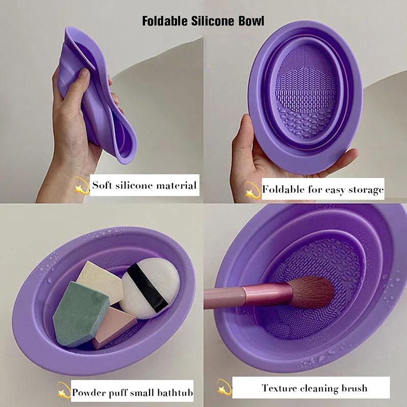 Silicone Makeup Brush Cleaner Bowl Foldable Cleaning Mat Cosmetic Eyeshadow Powder Brushes Cleaner Tazon Limpiador De Brochas De Maquillaje De Silicon