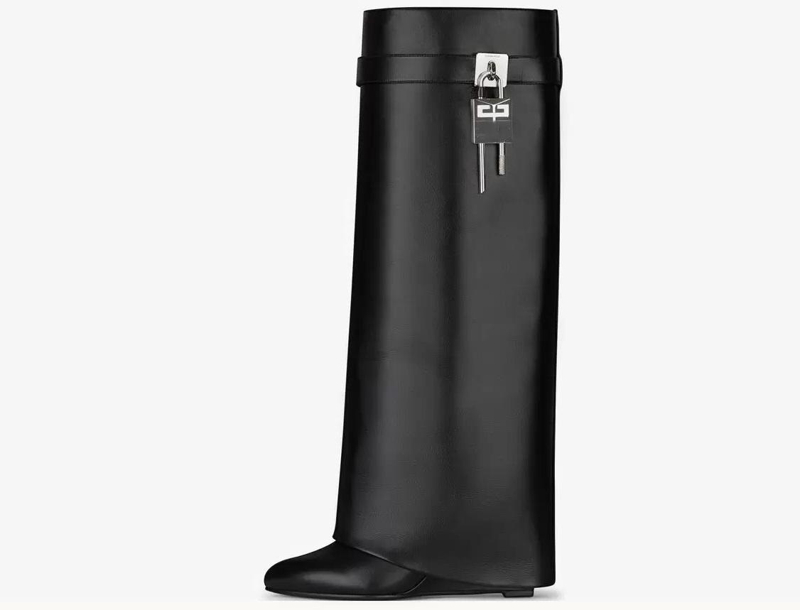 Luxury Asymmetrical Metal High Low Botas Padlock Boot Shark Lock Boots Knee Leather Dupe Silver Gold Finish Women Suede Clad Wedge Almond Shaped Toe Heel, Nude 2
Luxury Asymmetrical Metal High Low Botas Padlock Boot Shark Lock Boots Knee Leather Dupe Silver Gold Finish Women Suede Clad Wedge Almond Shaped Toe Heel, Nude 2