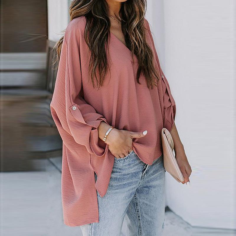 Women' Blouses & Shirts Spring Autumn Women V-neck Plus Size 2XL Long Sleeve Solid Color Shirt Loose Top 2022 Fall Womens Clothing Fashion, Black
Women' Blouses & Shirts Spring Autumn Women V-neck Plus Size 2XL Long Sleeve Solid Color Shirt Loose Top 2022 Fall Womens Clothing Fashion, Black