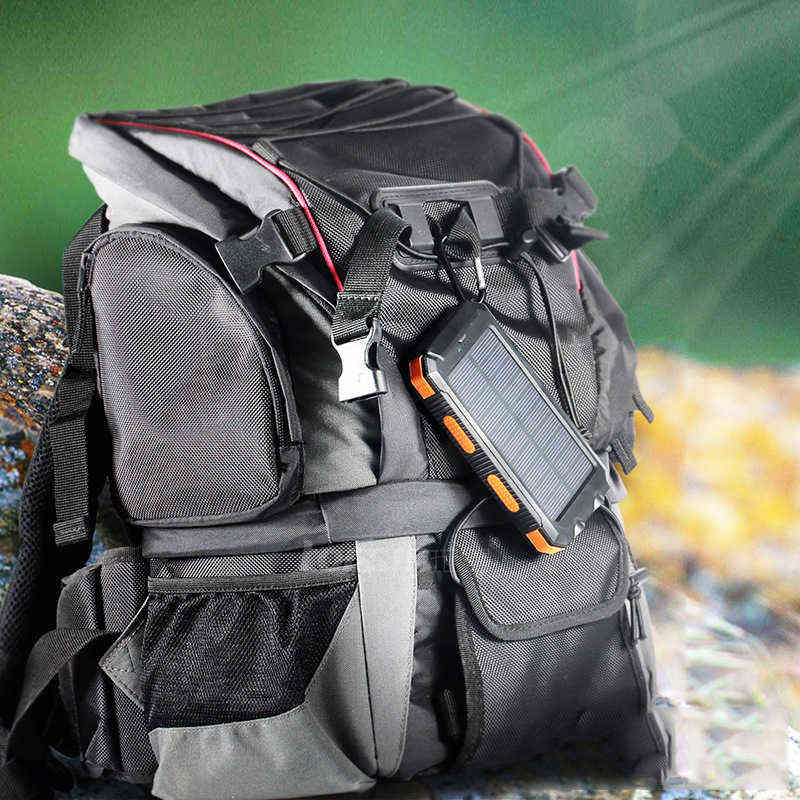 Solar Power Bank Mah Waterproof Portable Solar Charger Power Bank External Battery Power Bank With Led Camping Light J220531