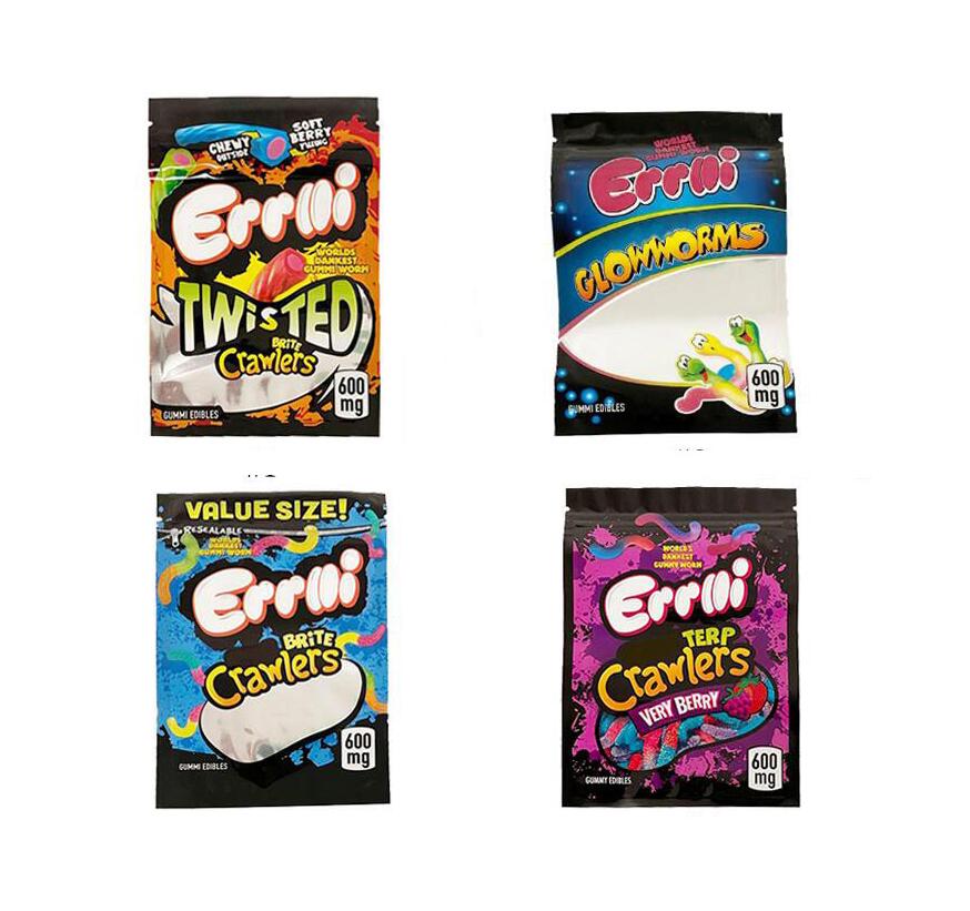 Errlli Sour Brite Crawlers Twiste bag 600mg Edibles Gummi Worm Resealable kies mylar Package
Errlli Sour Brite Crawlers Twiste bag 600mg Edibles Gummi Worm Resealable kies mylar Package