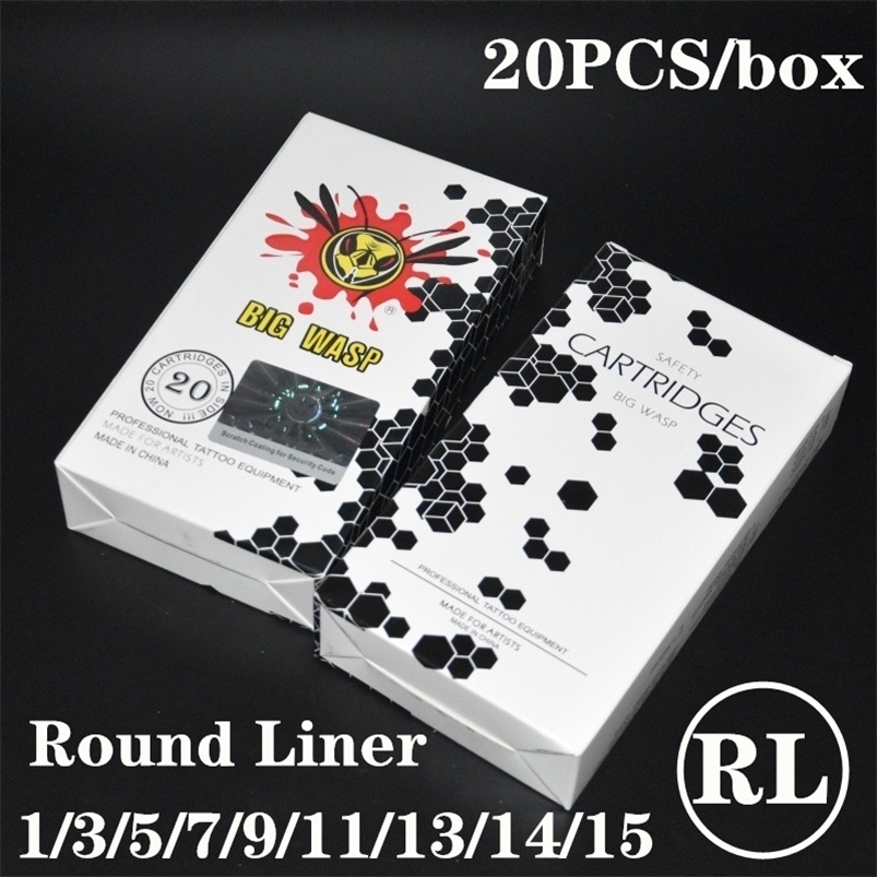 BIGWASP Standard Tattoo Cartridge Needle #10 #12 0.3mm 0.35mm Round Liner 1001RL 1201RL 1003RL 1203RL White Free 220316