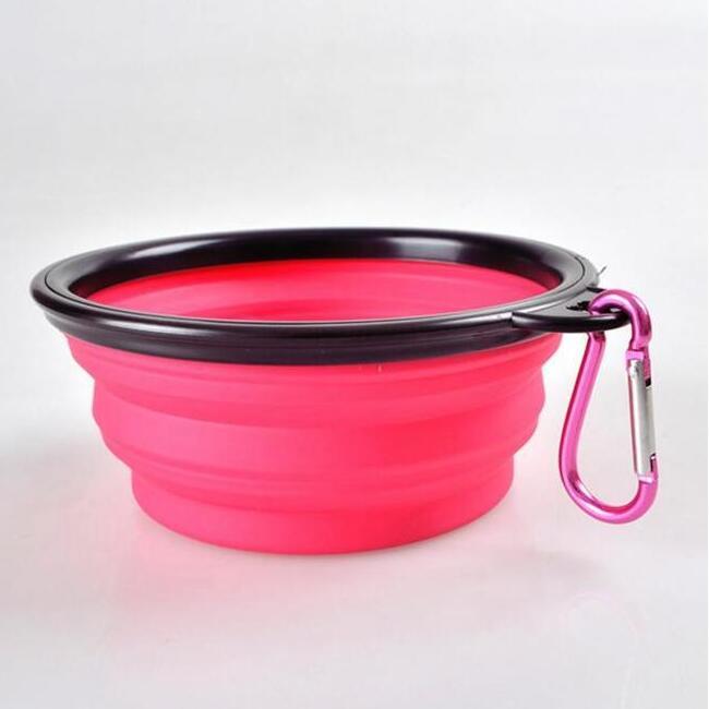 Pet Dog Bowls Folding Portable Dog Food Container Silicone Pet Bowl Puppy Collapsible Bowls Pet Feeding Bowls with Climbing Buckle