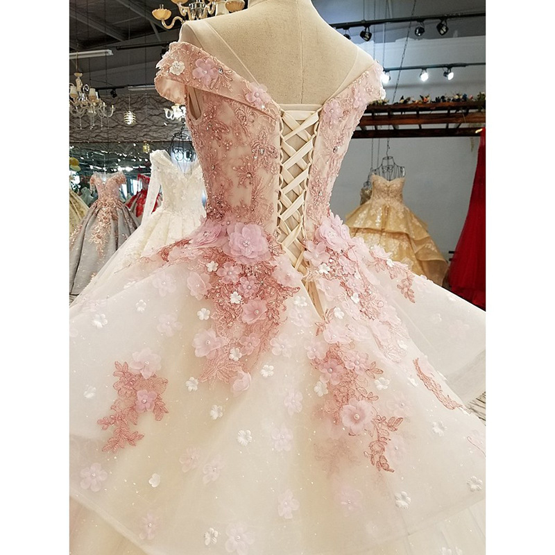 Newest Wedding Dresses D Wers Crystals Beads Backless A E Chapel Train Lace Bg Customed Ivory Princess Bridal Gowns 6660306