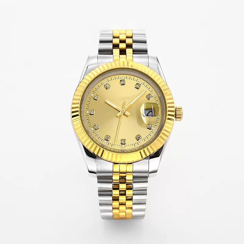 36mm Unisex Gold Stainless Steel Mechanical Casual Watch 8215 High Quality Movement Sapphire Water Resistant Travel Time Self-Winding Fashion Watch
36mm Unisex Gold Stainless Steel Mechanical Casual Watch 8215 High Quality Movement Sapphire Water Resistant Travel Time Self-Winding Fashion Watch