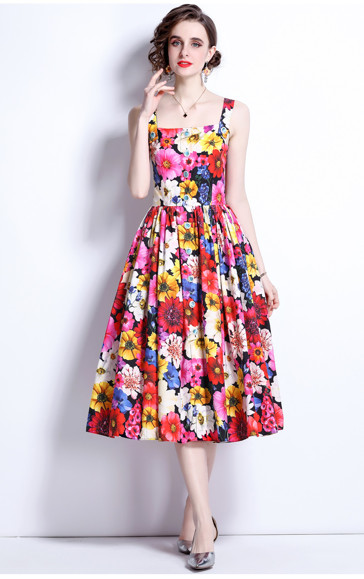 2022 Summer Beach Slip Casual Dress Women's Off Shoulder Backless Floral Print Single Breasted Holiday Vestidos Sexys Mujer Evening Party Dress