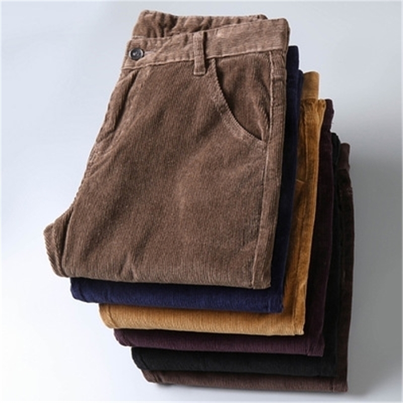 6 Color Mens Corduroy Casual Pants Autumn Winter Style Business Fashion Stretch Regular Fit Trousers Male Clothes6686 201110