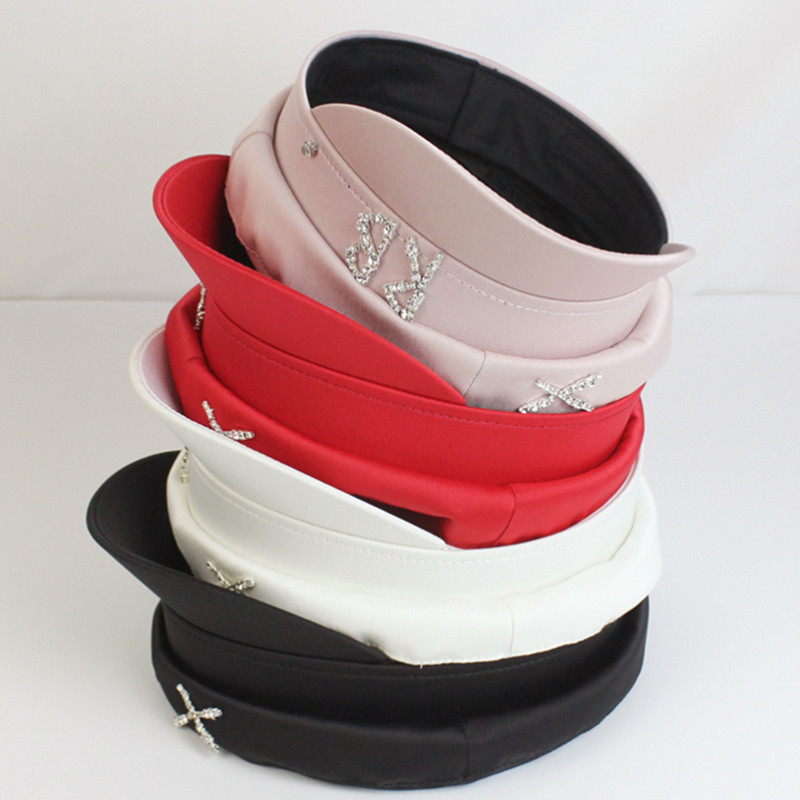 Women Hat Diamond Navy Thin Satin Lady Spring Autumn Silk Flat Cap Beret Octagonal Blingbling 220507