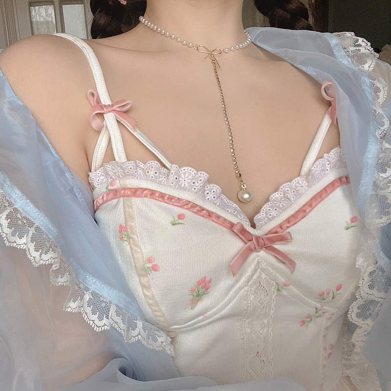 White Backless Sexy Beach Sweet Cute Camis Women Summer Floral Kawaii Halter Tops Lace Print Party Korean Fashion Clothing 220325