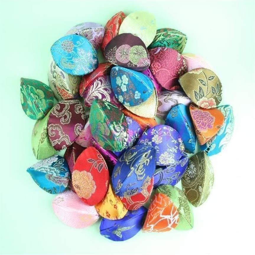 New 10pcs Silk Fortune Coin Purse Mix Color Case Squeeze Chinese Ring Bag189j