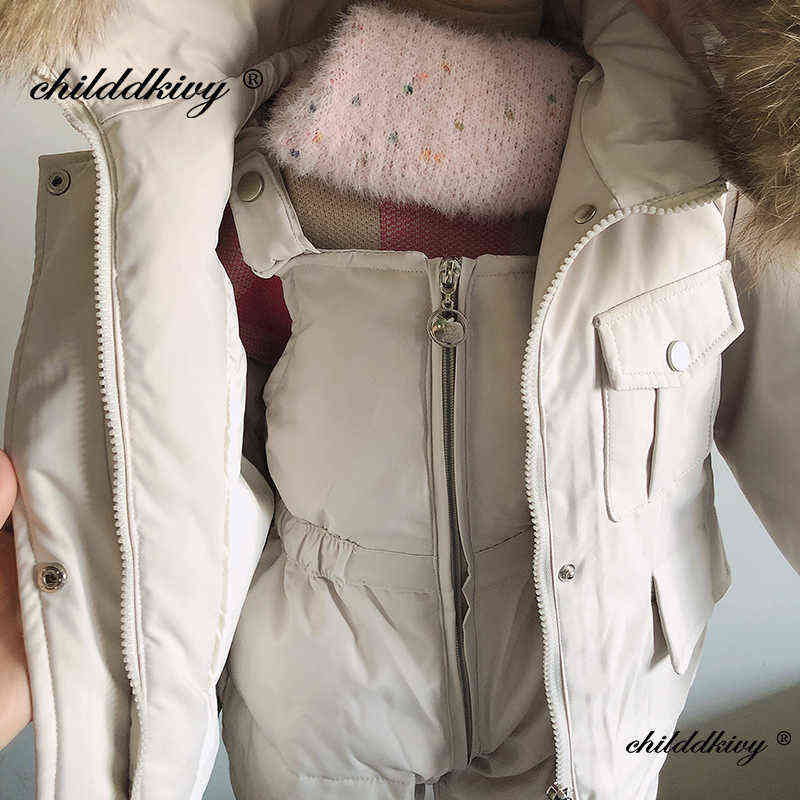2 Pieces Set Baby Girl Winter Down Jacket And Jumpsuit For Children Thicker Warm Fur Collar Jacket For Girls Baby snowsuit 0-4Year J220718