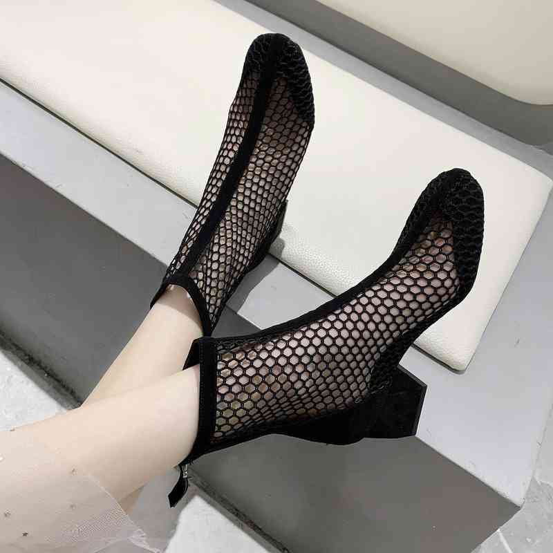 Boots Women Sandals Summer Breathable Mesh Hollow Ankle Boots Sexy High Heels Fashion Short Boots Lady Shoes 220401, Black
Boots Women Sandals Summer Breathable Mesh Hollow Ankle Boots Sexy High Heels Fashion Short Boots Lady Shoes 220401, Black