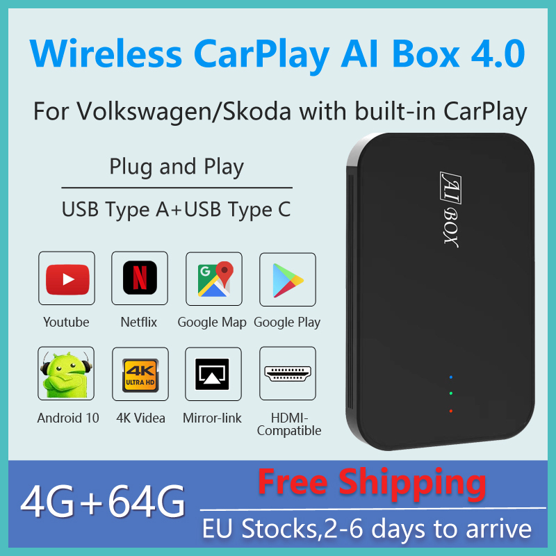 Car Apple CarPlay YouTube Netflix Video Bluetooth GPS Navigation AI Box,for Volkswagen Polo Golf Passat Touran Skoda
Car Apple CarPlay YouTube Netflix Video Bluetooth GPS Navigation AI Box,for Volkswagen Polo Golf Passat Touran Skoda