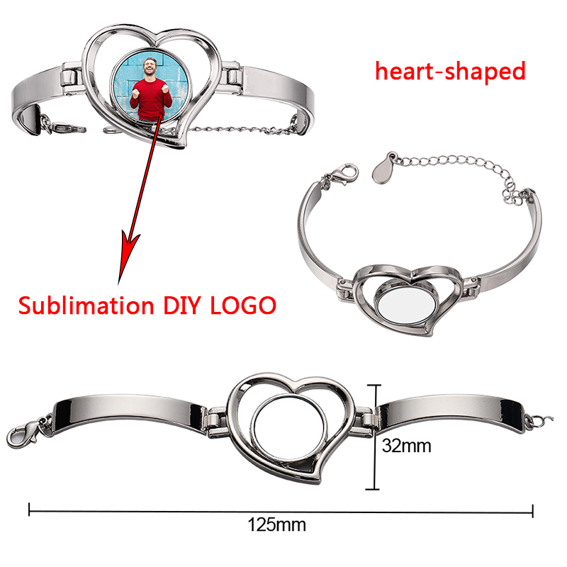 Sublimation blank bracelet heart Shape Trays Blanks Base Adjustable Bracelets Blanks for DIY Heat transfer Handicrafts Decors
