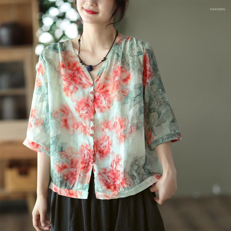 Women's Blouses & Shirts 100Fine Ramie Women Summer Mori Girl Style Print Single-Breasted V-NecK Collar Female Tide Thin Tops 22Women's Chee, Beige
Women's Blouses & Shirts 100Fine Ramie Women Summer Mori Girl Style Print Single-Breasted V-NecK Collar Female Tide Thin Tops 22Women's Chee, Beige