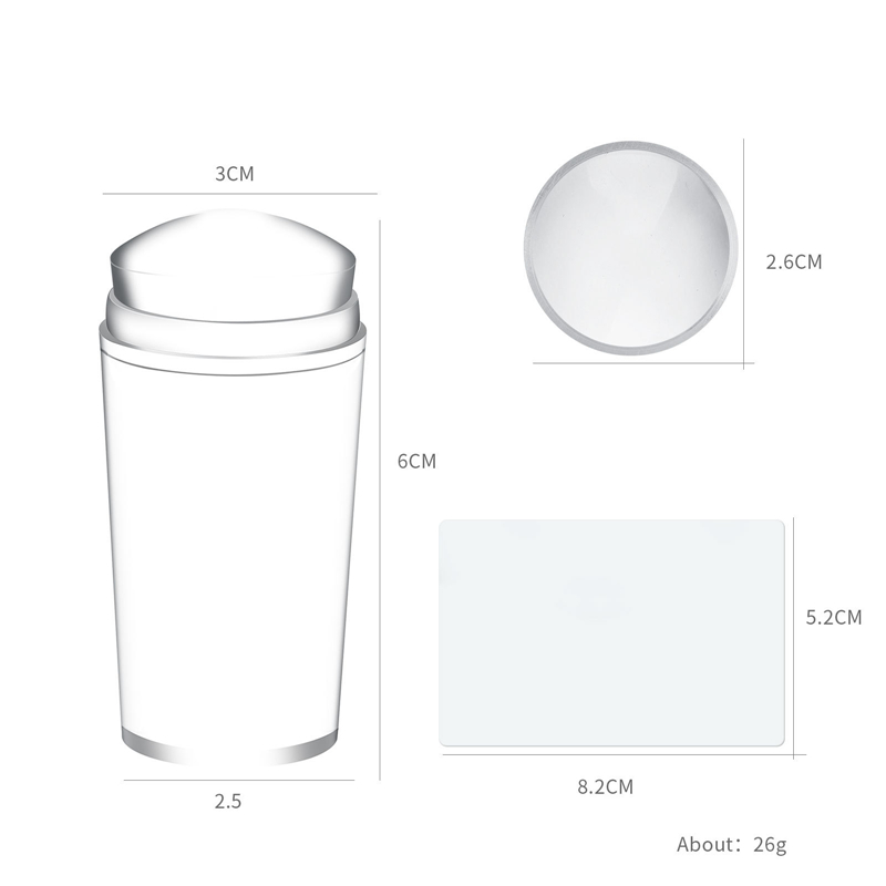 2.8cm Clear Nail Art Stamper with Scraper Set Transparant One Silicone Head 2.8cm Nails Stamping manicure Tools NAP011